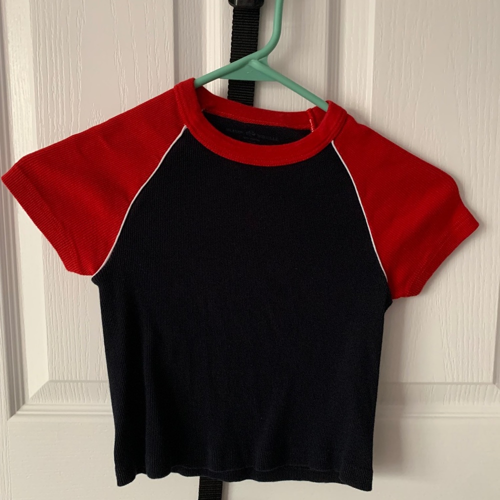 Brandy Melville John Galt Bella Top Navy Blue & Red